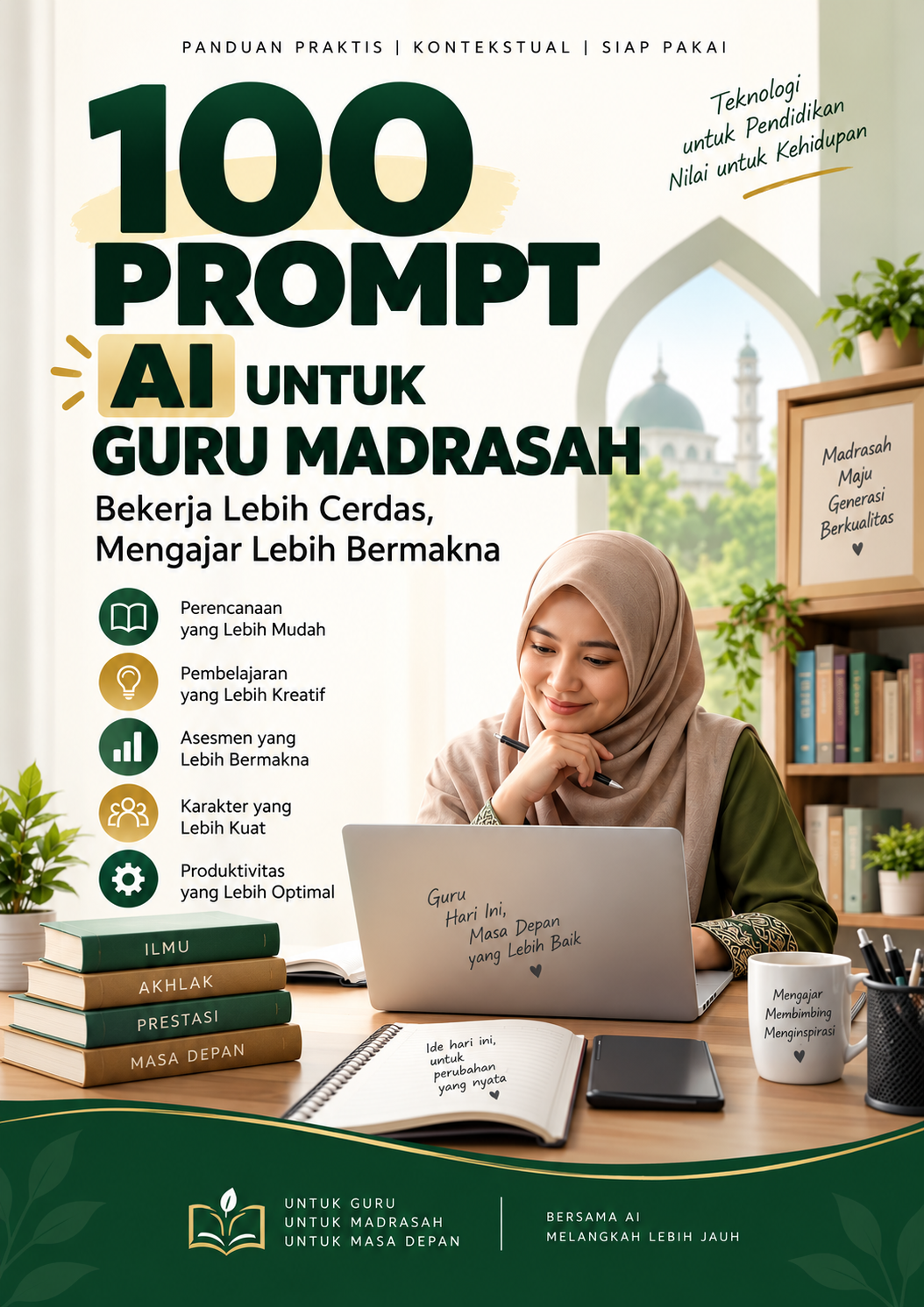 Cover asli buku 100 Prompt AI untuk Guru Madrasah